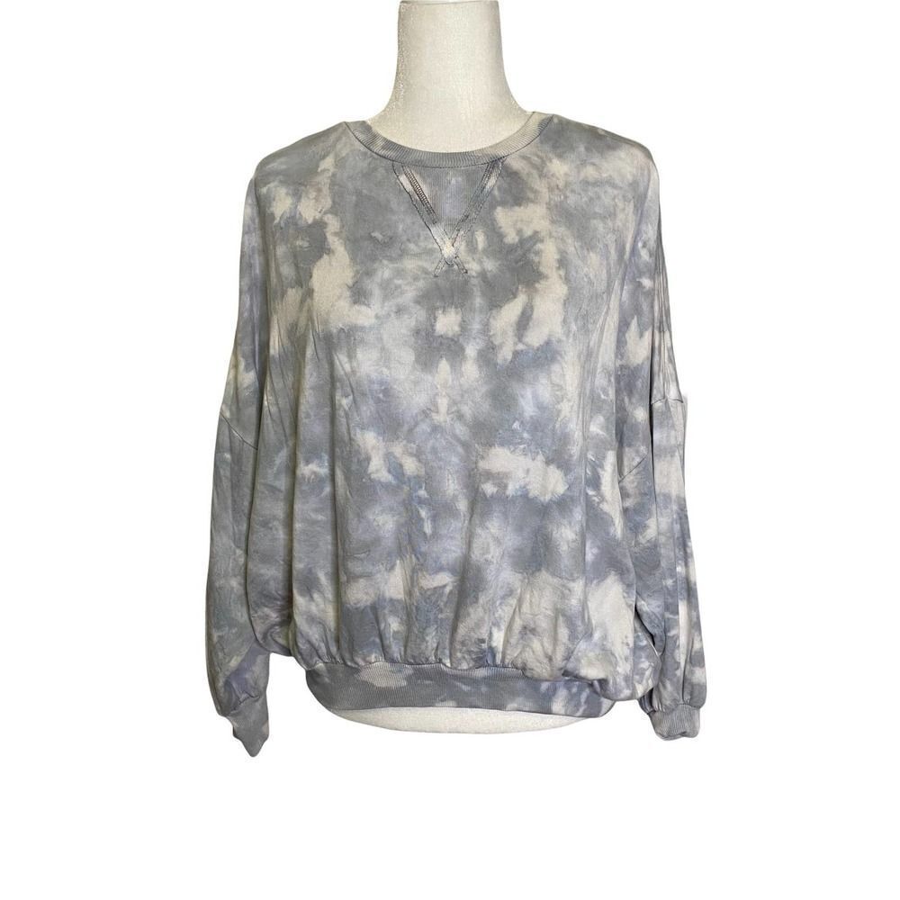 Young Fabulous & Broke Blue Tie Dye Watercolor Pullover Sweatshirt Size S